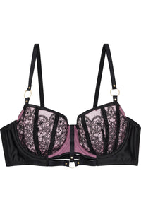 Emelda Lilac Ring detail Core satin and lace bra A - D