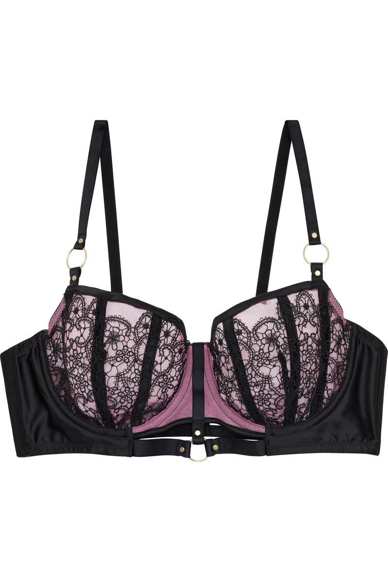 Hunkemöller 1/4 Cup Lace Overlay Strappy Bra in Black