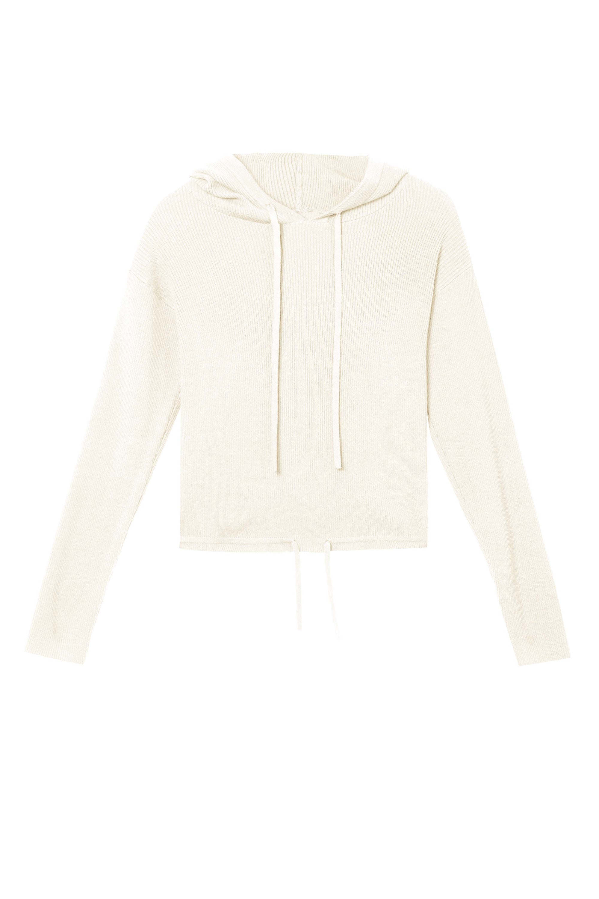 Lounge Ivory Knitted Rib Cropped Hoodie – Playful Promises USA