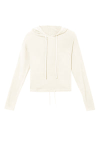 Lounge Ivory Knitted Rib Cropped Hoodie