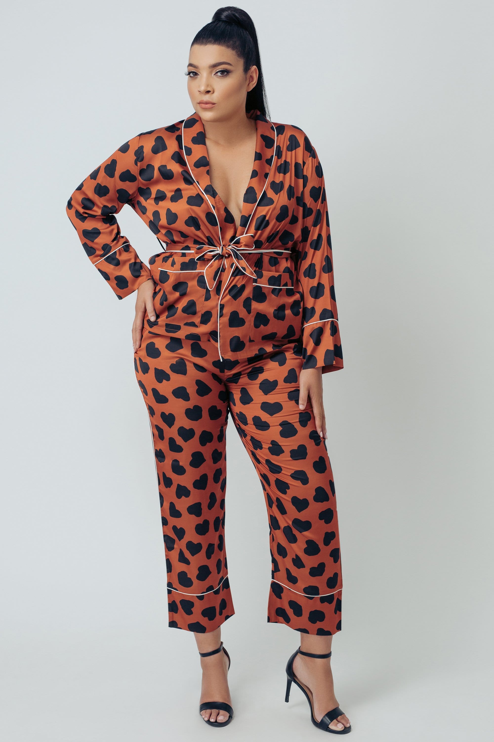 Kilo Brava Satin Wrap Heart Pyjama Set