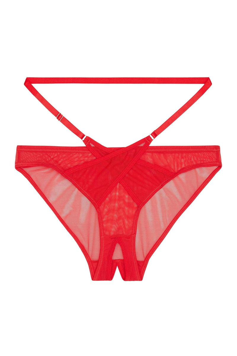 Eddie Red Crossover Wrap Crotchless Brazilian Brief – Playful Promises USA