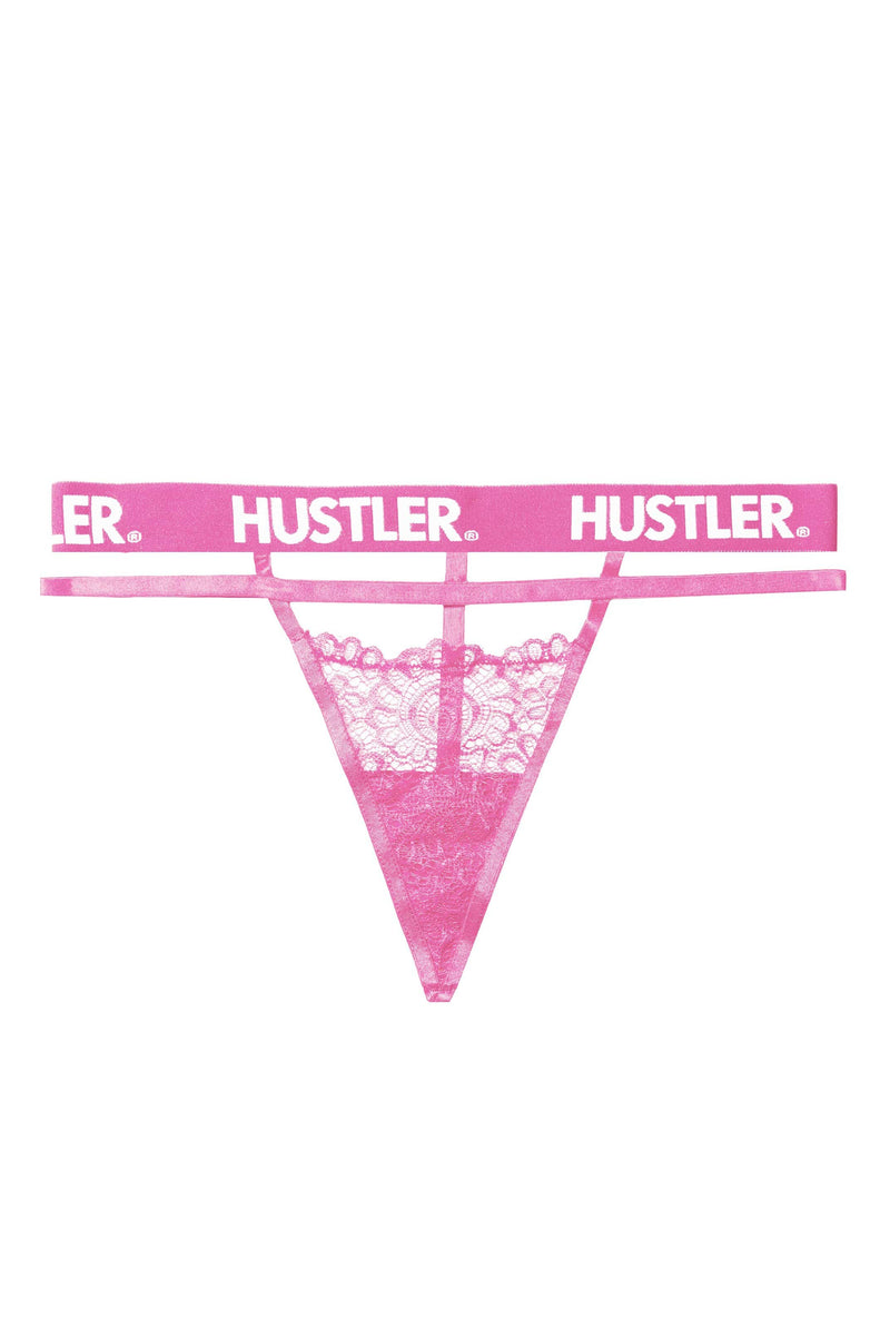 Hustler Branded Lace Pink Thong