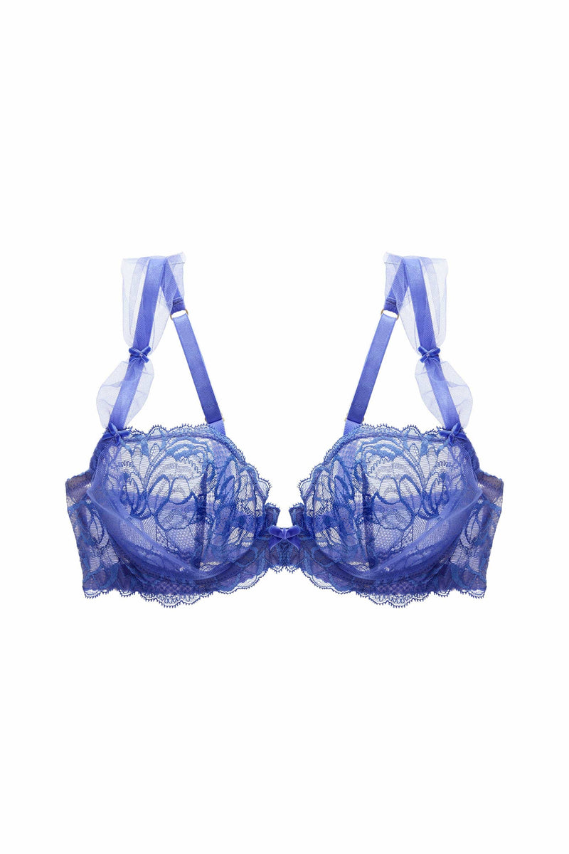 Victoria's Secret Women's Beautiful Blue Floral Lace Underwire Bra Size 36C