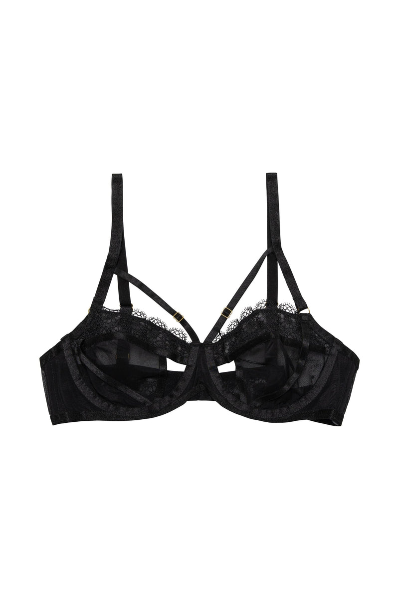 Daisy Black Embroidery Cut Out Bra