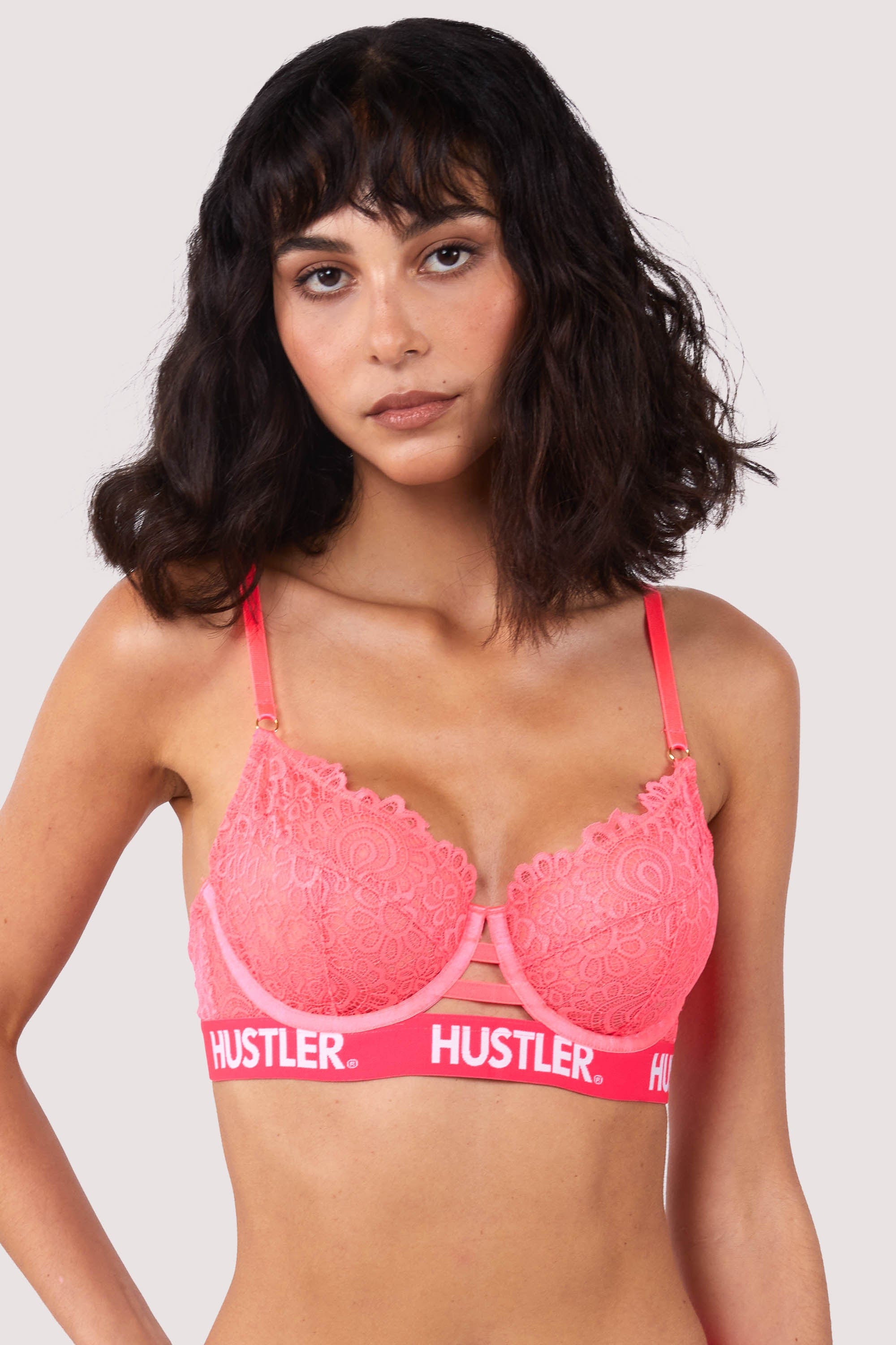PrettySecrets Womens Lace T-shirt Bra (36D, Neon Pink)