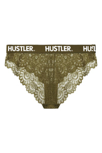 Branded Olive Lace Brief