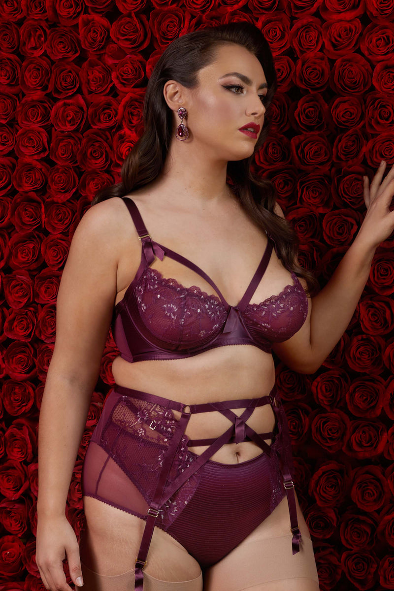 Madame X Dark Cherry High Waist Curve Suspender Playful Promises USA Madame X Dark Cherry High Waist Curve Suspender Playful Promises USA