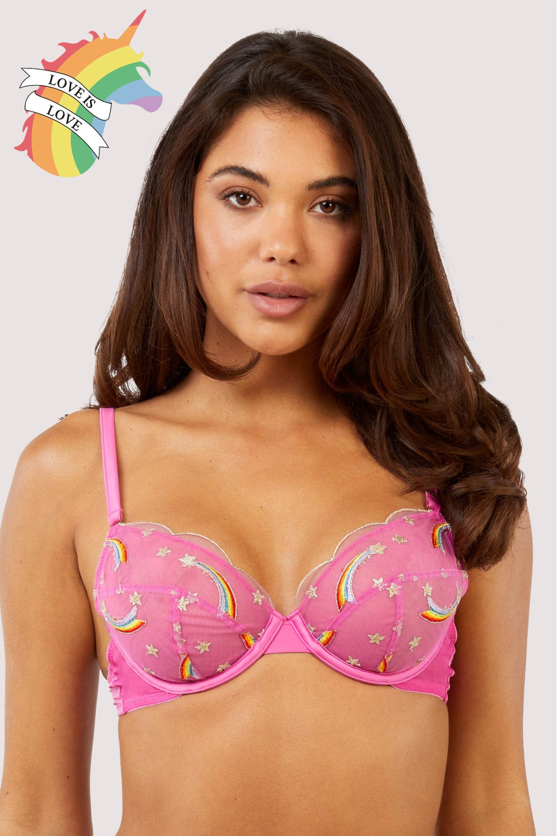 Coccinelle Rainbow Shooting Star Pride Embroidery Plunge Bra