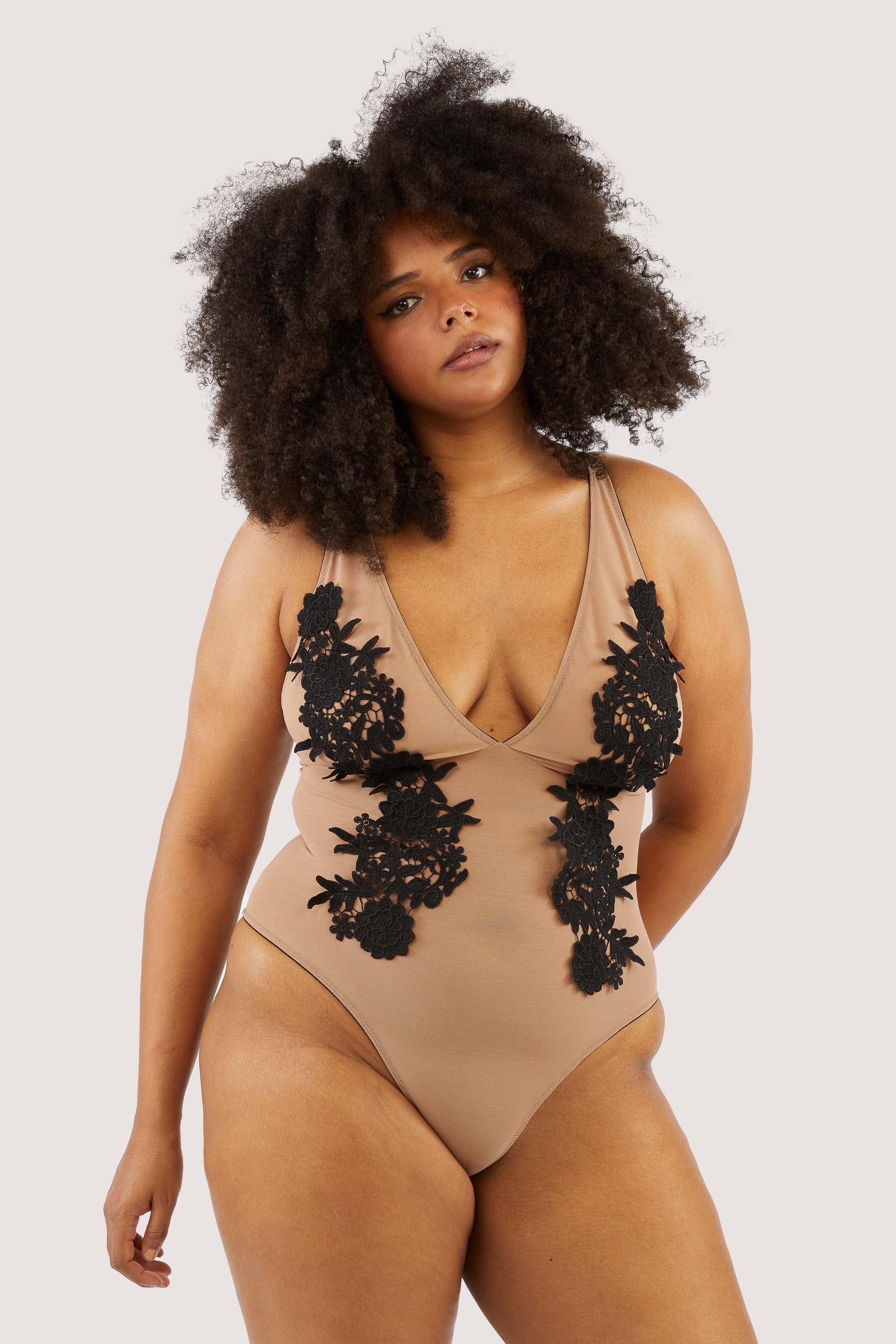 Alaina Illusion Mesh And Black Embroidery Body