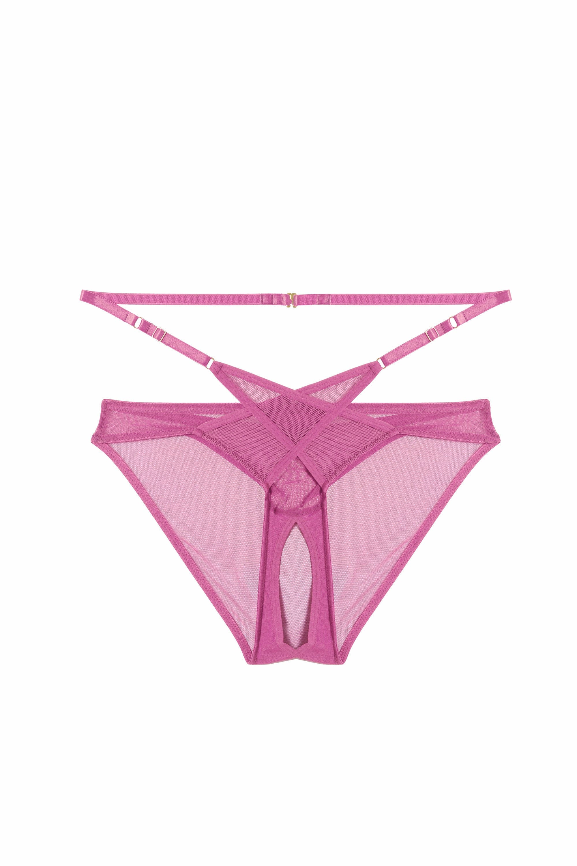 Eddie Pink Crossover Wrap Crotchless Brazilian Brief – Playful Promises USA