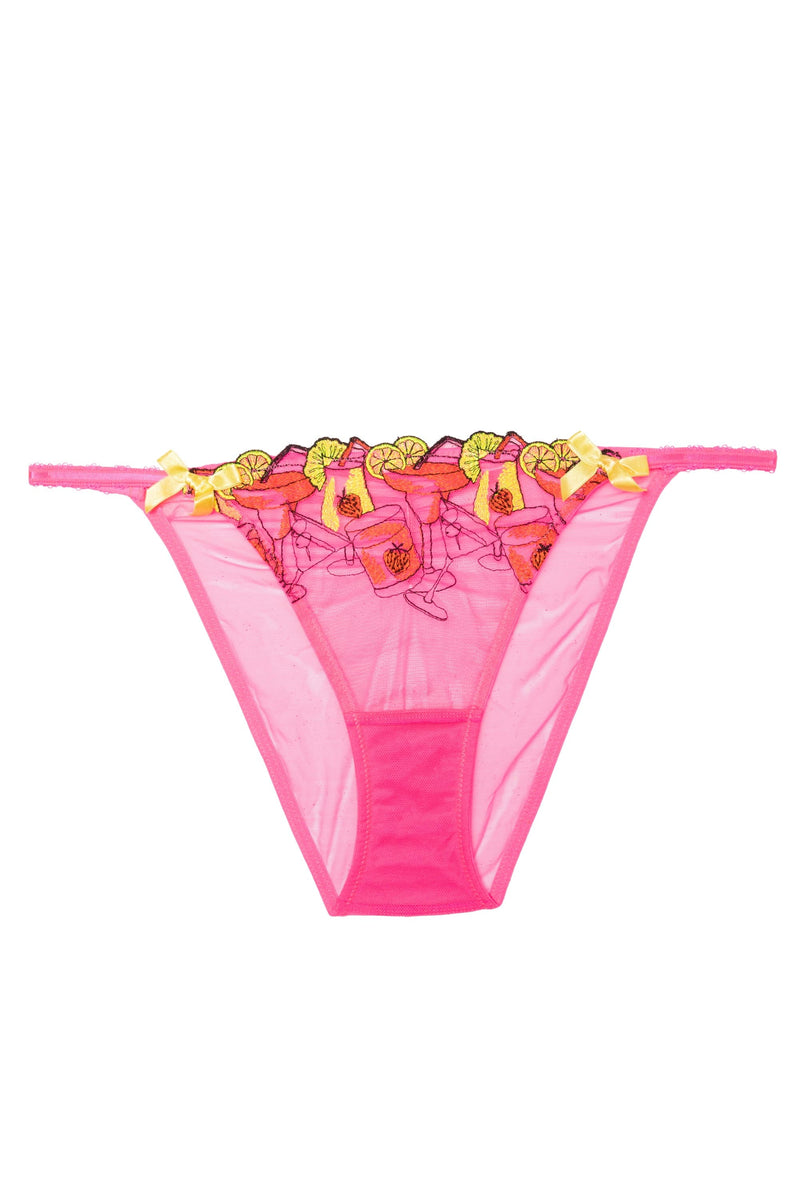 Magda Pink Neon Cocktail Embroidery Tanga Brief