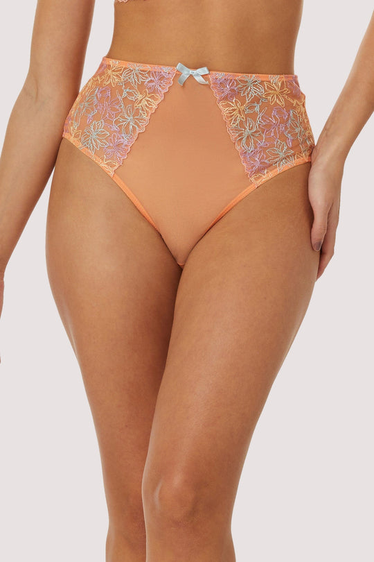 Naomi Orange Floral Embroidered High Waisted Brief