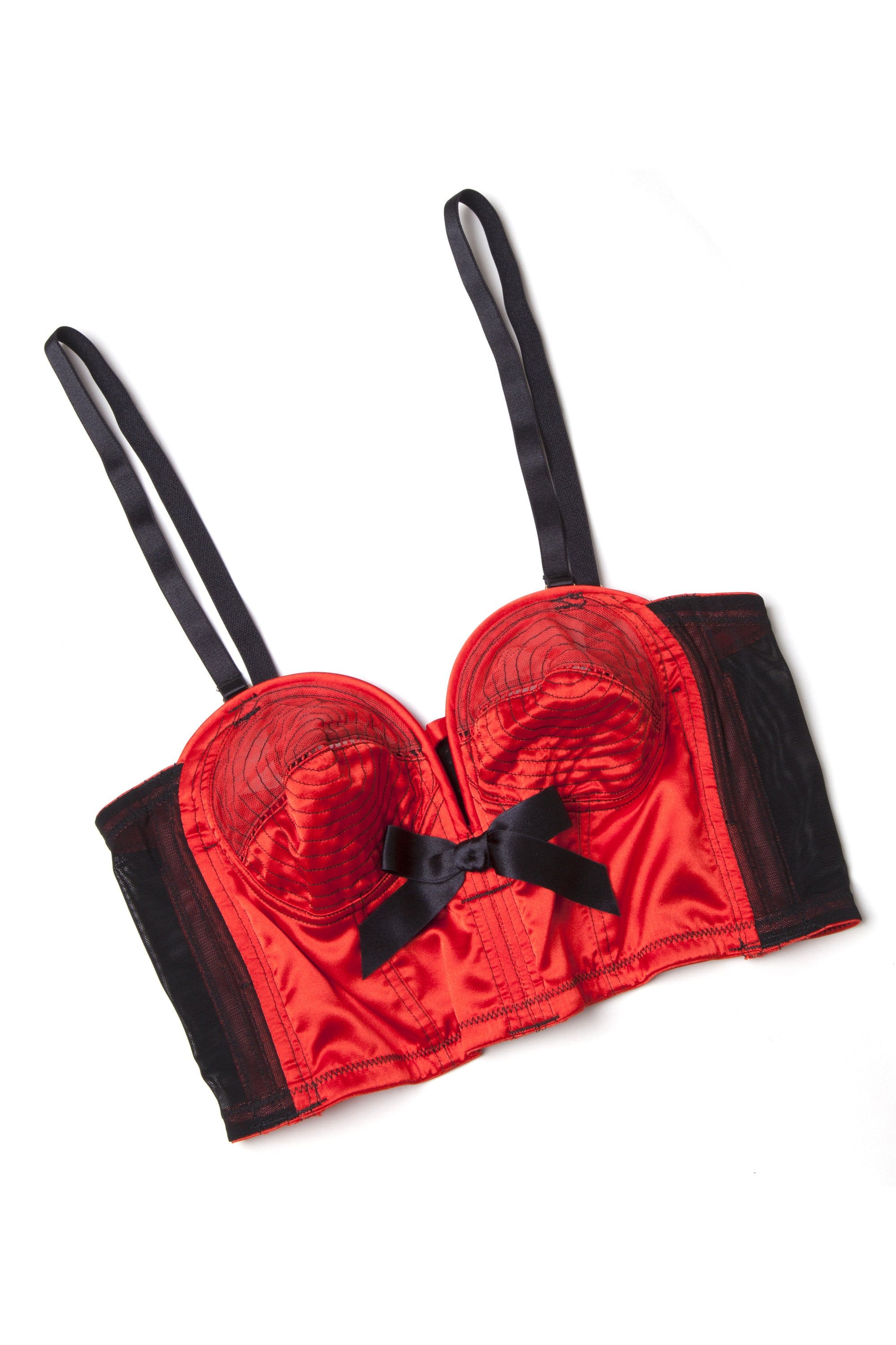 Bettie Page Longline Red/Black Overwire Bra A - DD/E – Playful Promises USA