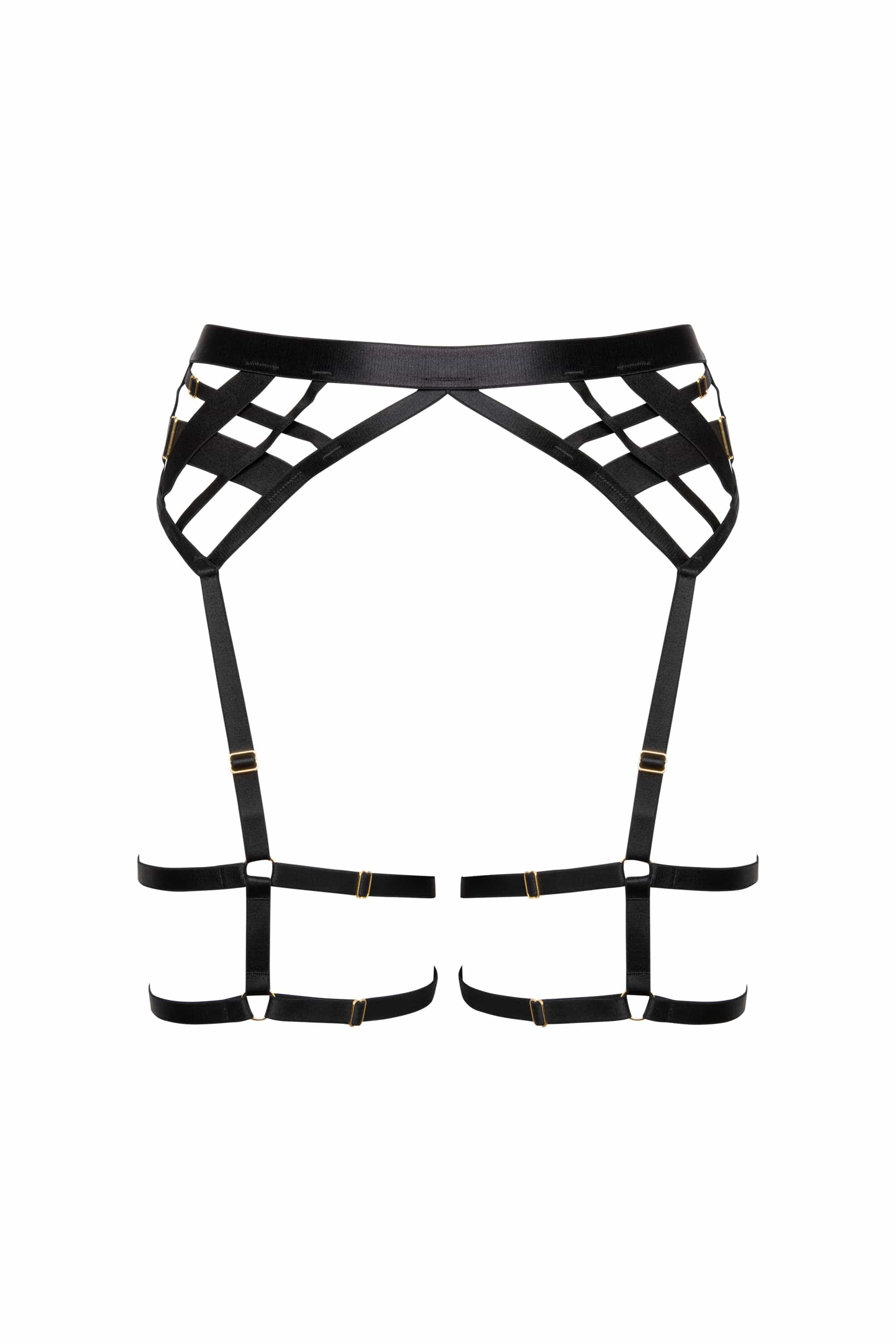 Chantal Black Open Elastic Suspender with Leg Harness