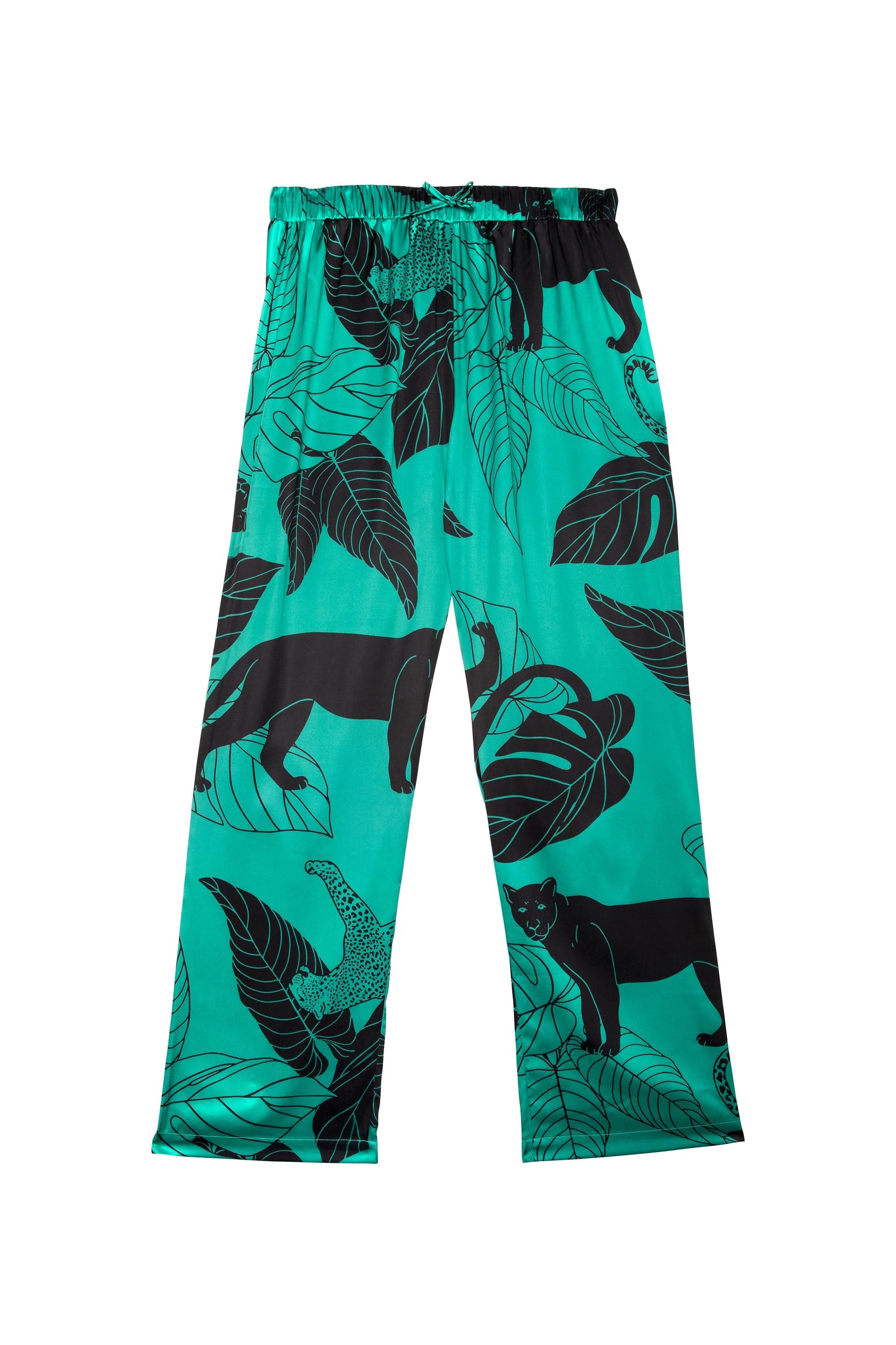 Green Panther Print Satin Pyjama Set – Playful Promises USA