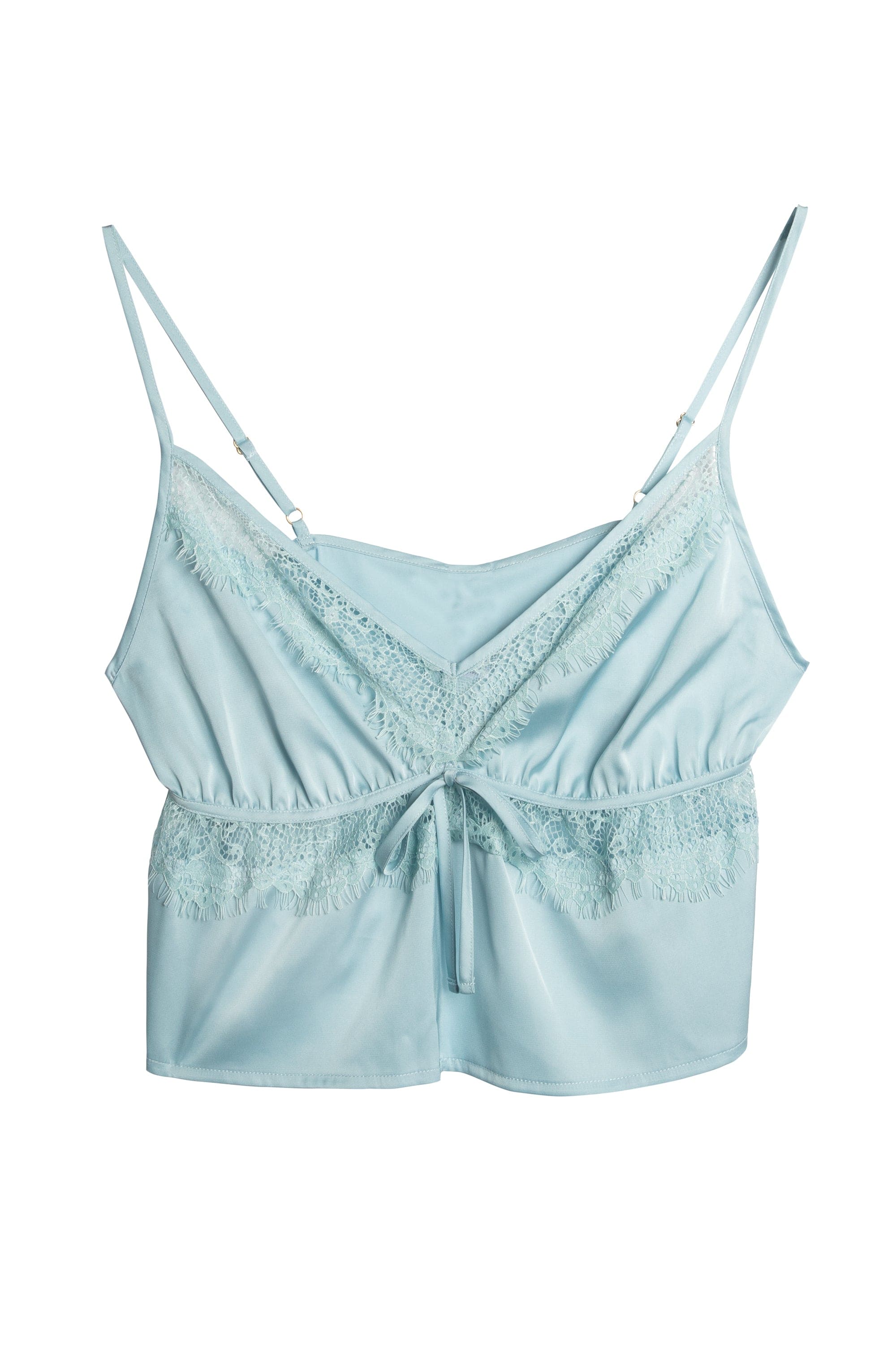 Sue Blue Satin and Lace Cami Set