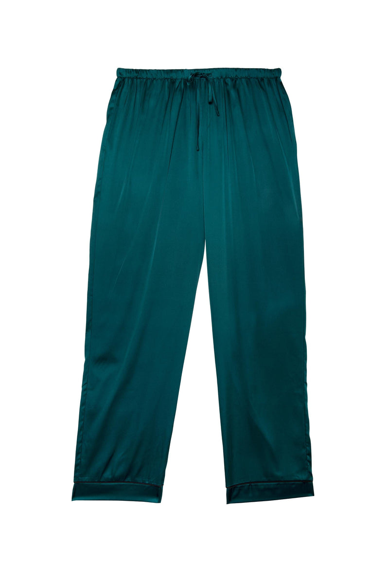 Teal and Black Satin Piping Pyjama Set