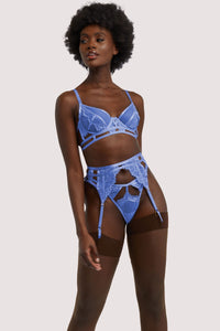 Claire Blue Caged Lace Thong