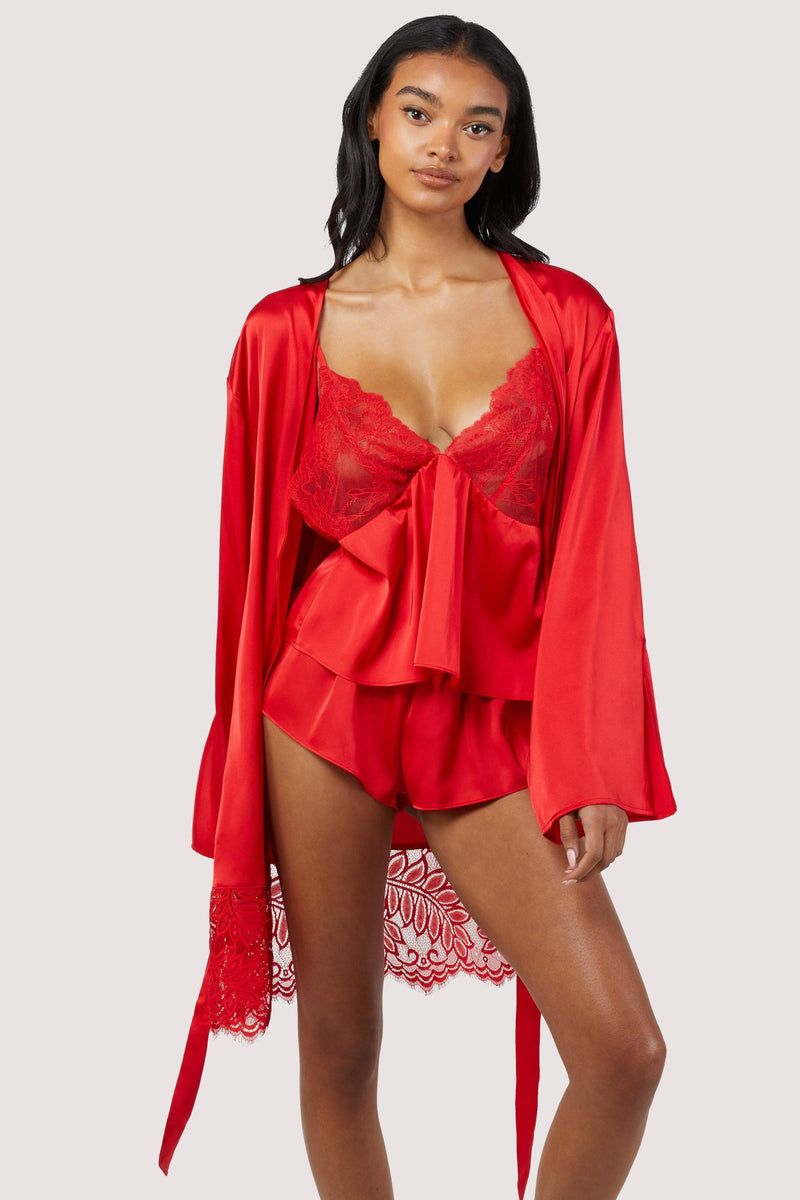 Rosie Red Satin and Lace Robe