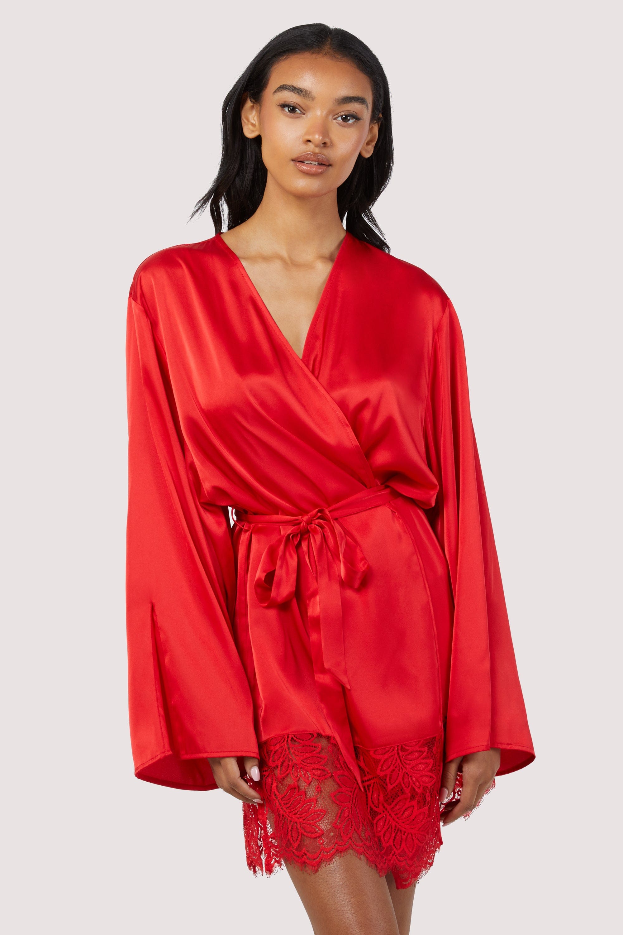 Rosie Red Satin and Lace Robe