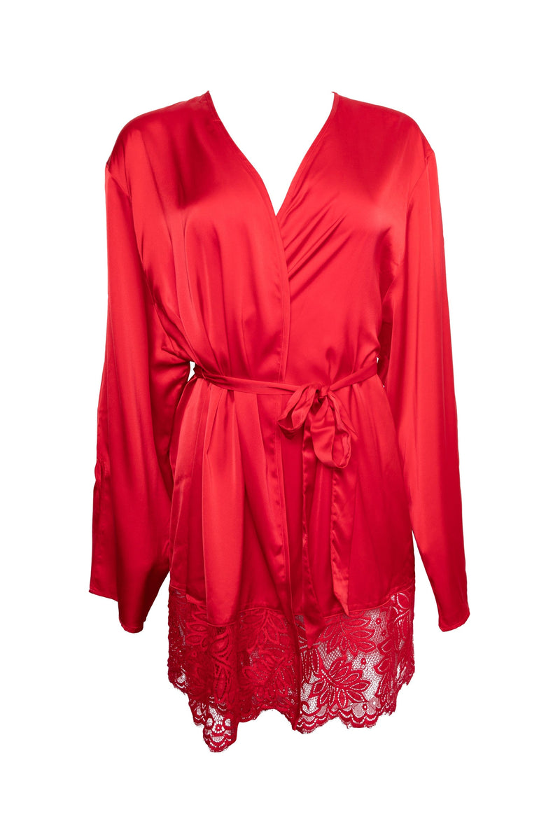 Rosie Red Satin and Lace Robe – Playful Promises USA