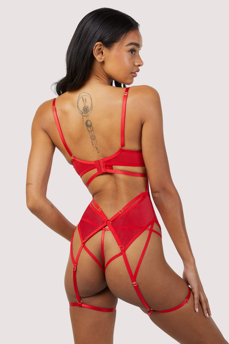 Sarah Red Open Cup Strappy Body Playful Promises USA Sarah Red Open Cup Strappy Body Playful Promises USA